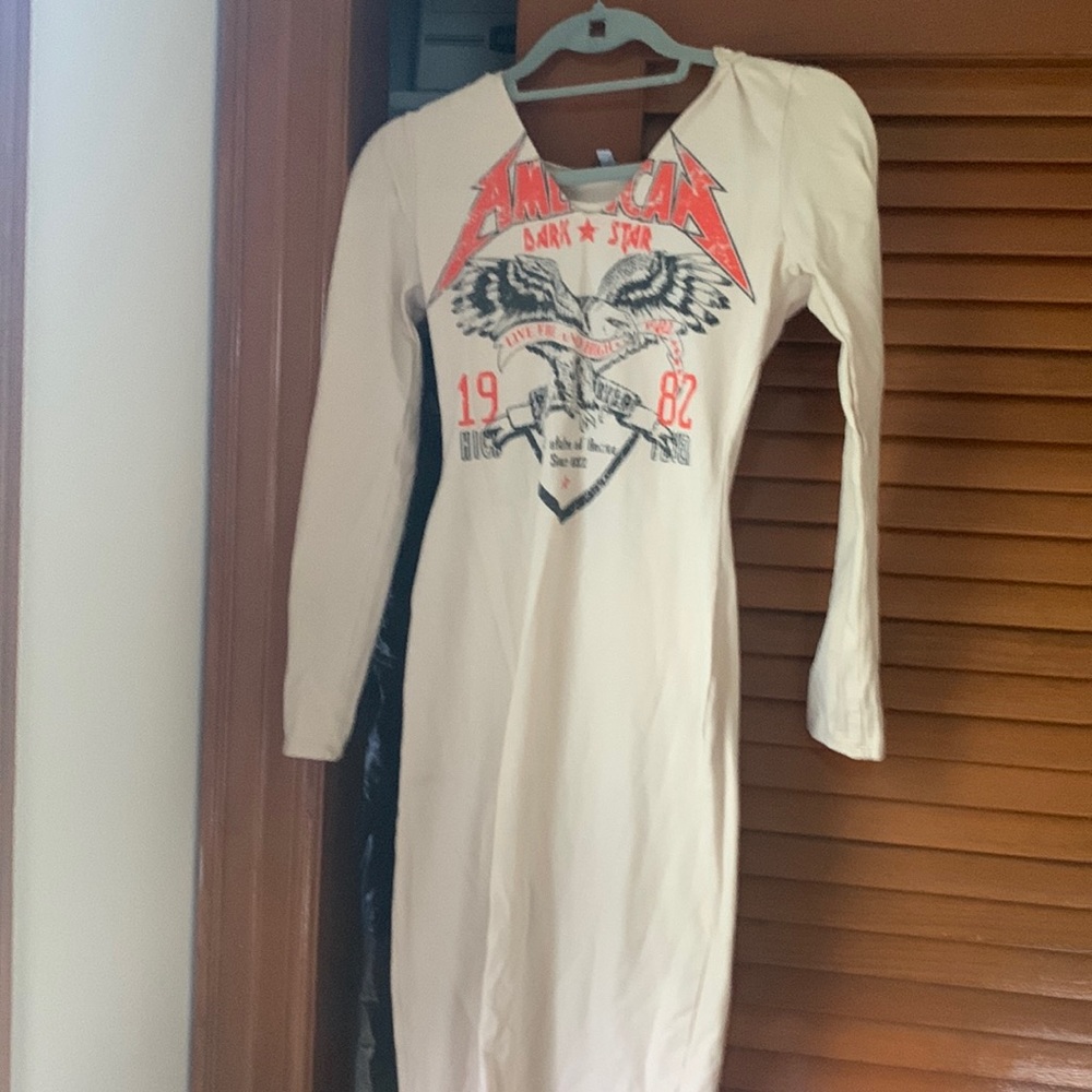 Tight long sleeve hooded dress- fun for a summer night.Worn once.cleaned